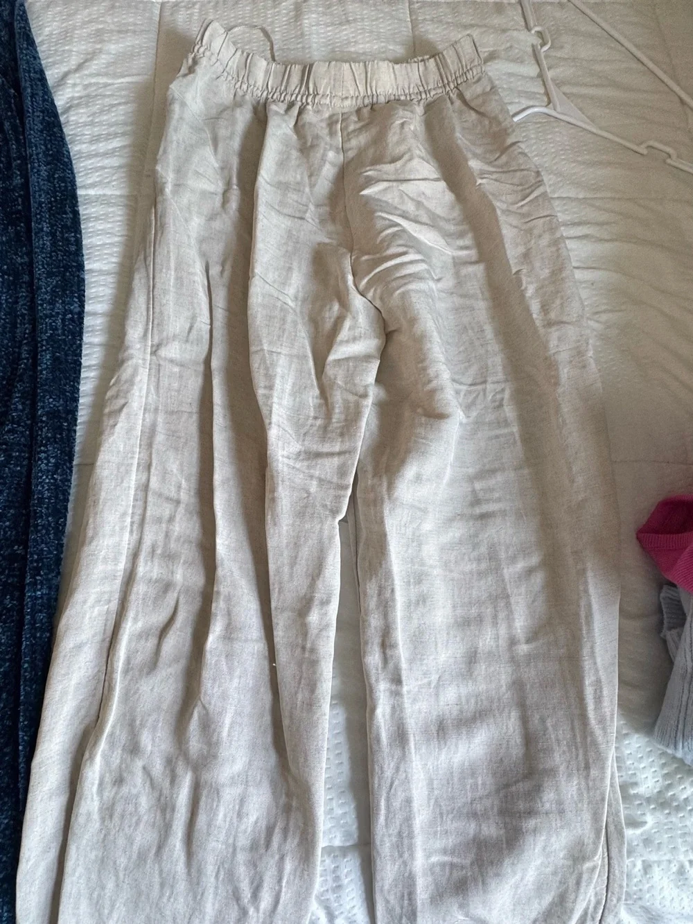 Womens Lightweight Drawstring Linen Pants - Cream